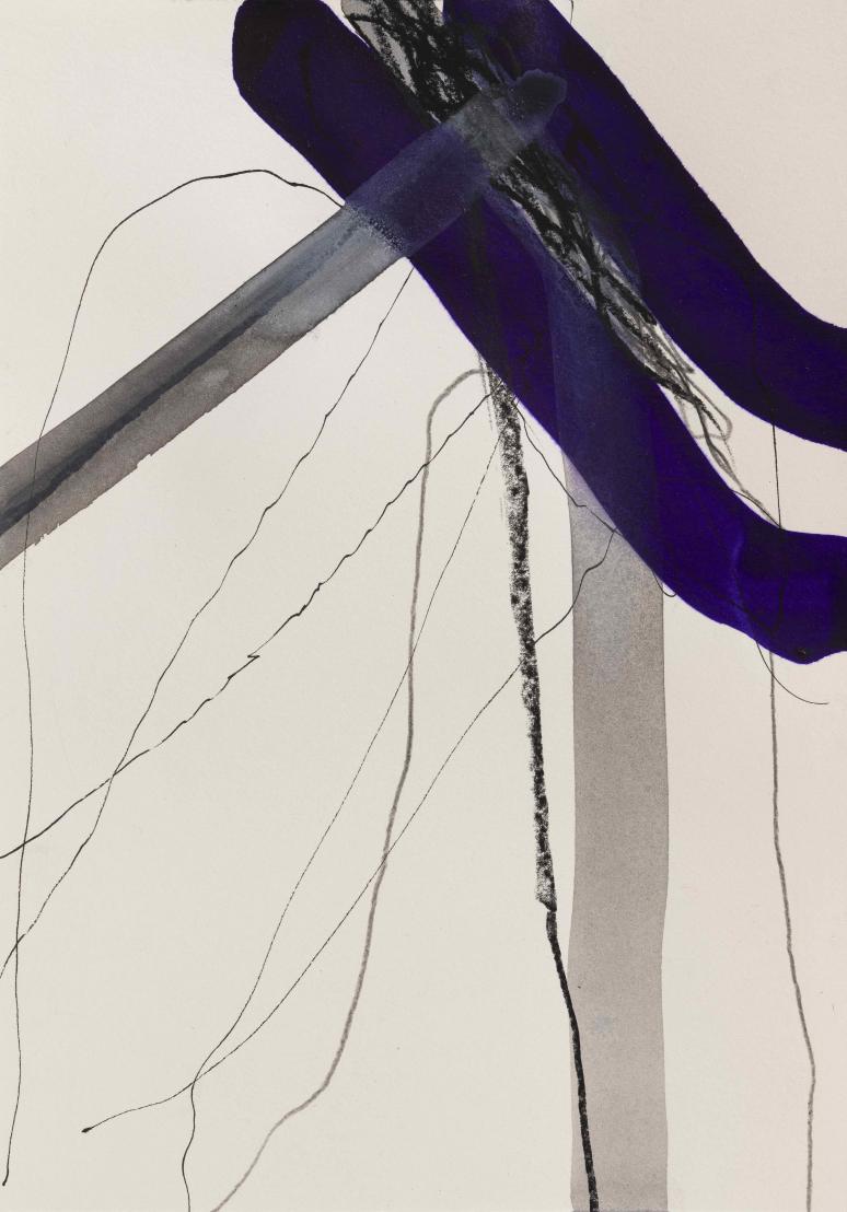 Thomas Müller, Untitled (PH 605), Pencil, chalk, Indian ink & acrylic on paper, 29,7 x 21 cm, 2023
