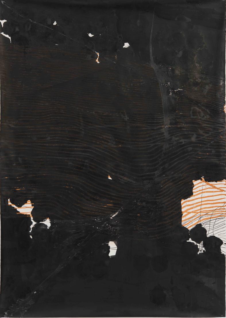 Thomas Müller, Untitled (PH 427), Pencil, chalk, oil stick, Indian ink on Arches paper, 160 x 115 cm, 2017