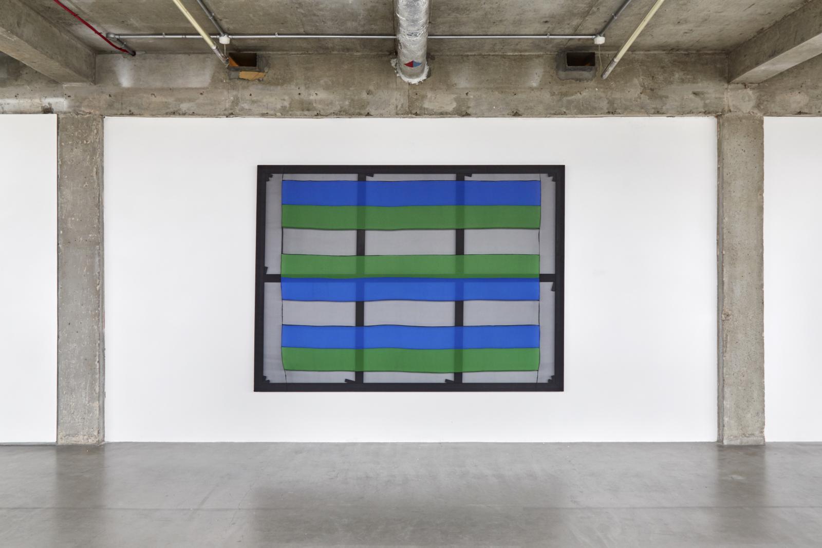 Dillwyn Smith, Hermit Song, Nylons and Shou sugi ban stretcher, 167 x 229 cm, 2018
