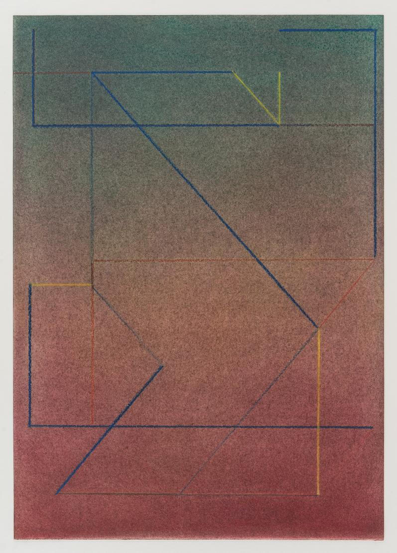 Pius Fox, Der Kran der Erkenntnis (24-106), Pastel on paper, 35 x 25 cm, 2024