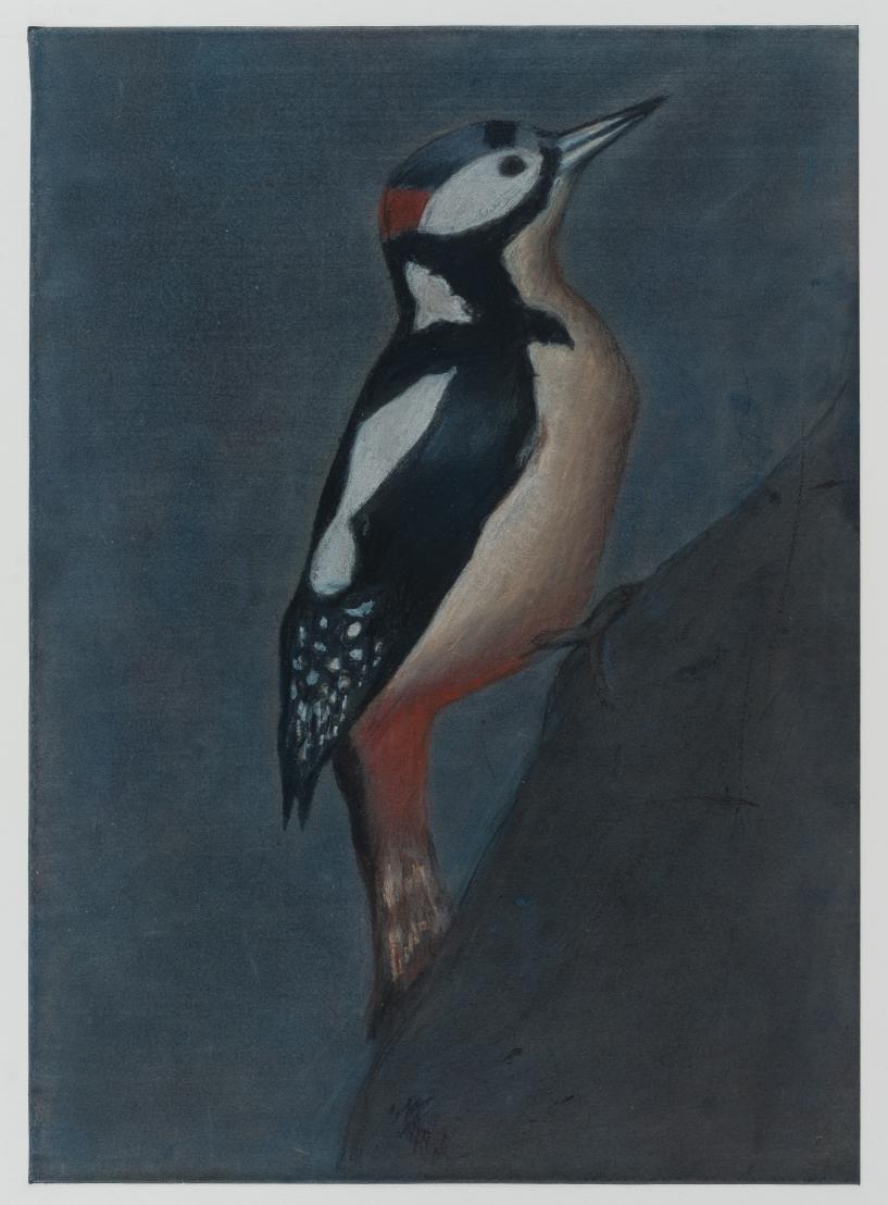 Pius Fox, Ich warte du wartest (24-108), Pastel on paper, 35 x 25 cm, 2024