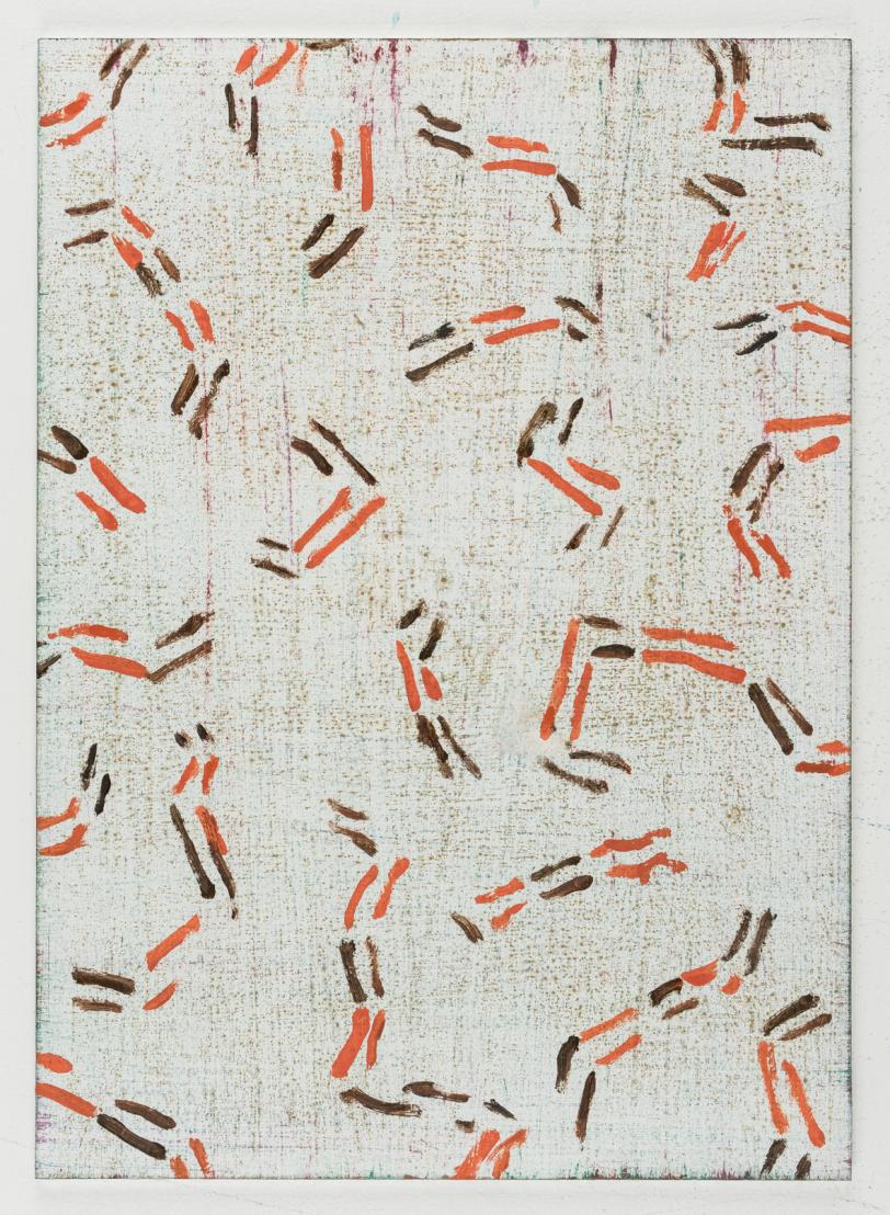 Pius Fox, Mikros, Egg tempera and oil on paper on aluminium, 28 x 20 cm, 2025
