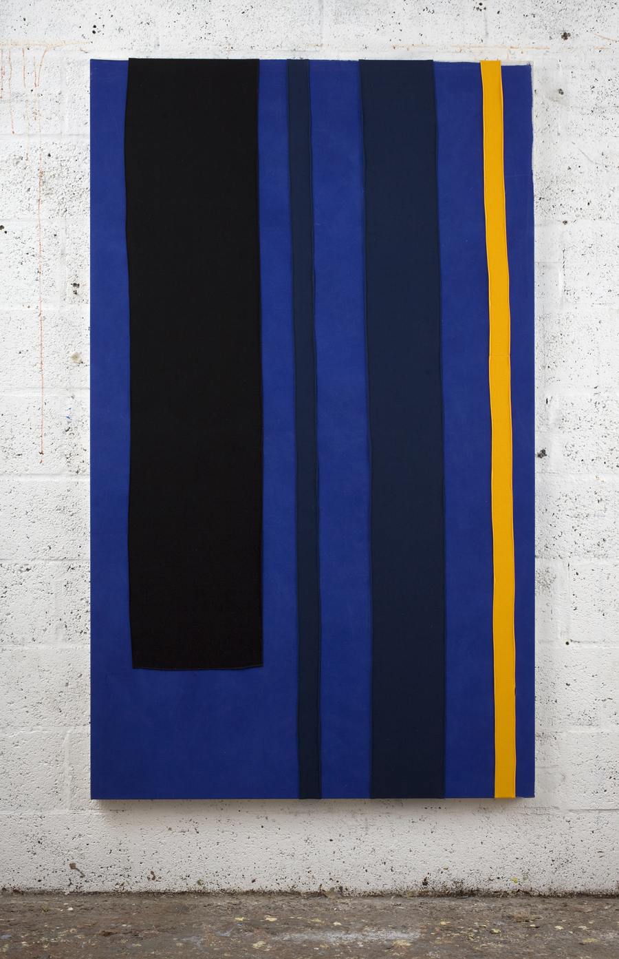 Dillwyn Smith - Material Things - Blue, Yellow, canvas, pre-dyed canvas, acrylic, 200 x 120 cm, 2012