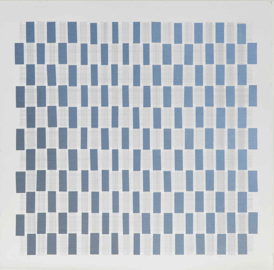 Marietta Hoferer, BC2, brushed chrome tape and silverpoint, 33 x 33 cm, 2015