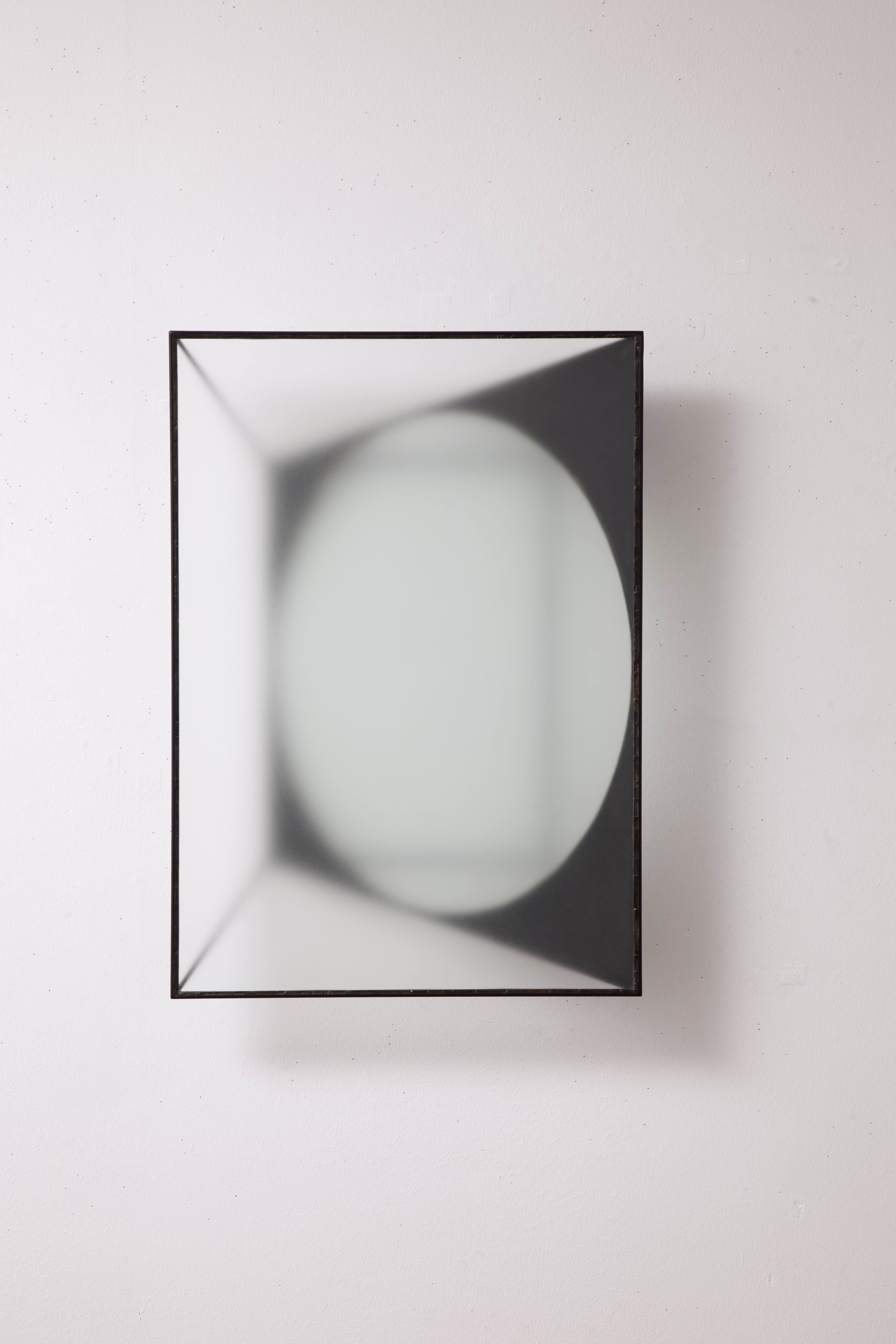 Reinoud Oudshoorn, Untitled, iron and frosted glass, 67 x 47 x 9 cm, 2014