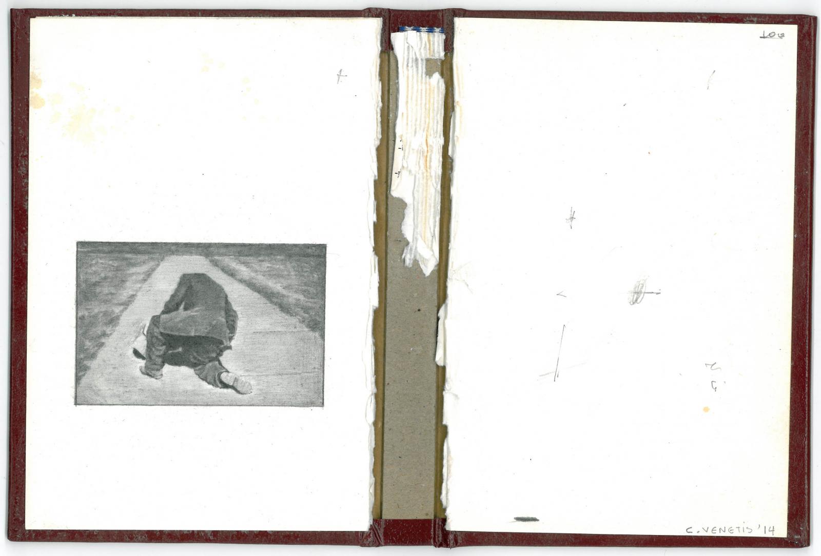 Christos Venetis, Anemic Archives Series, pencil on used book covers, 21,5 x 30 cm, 2013-15