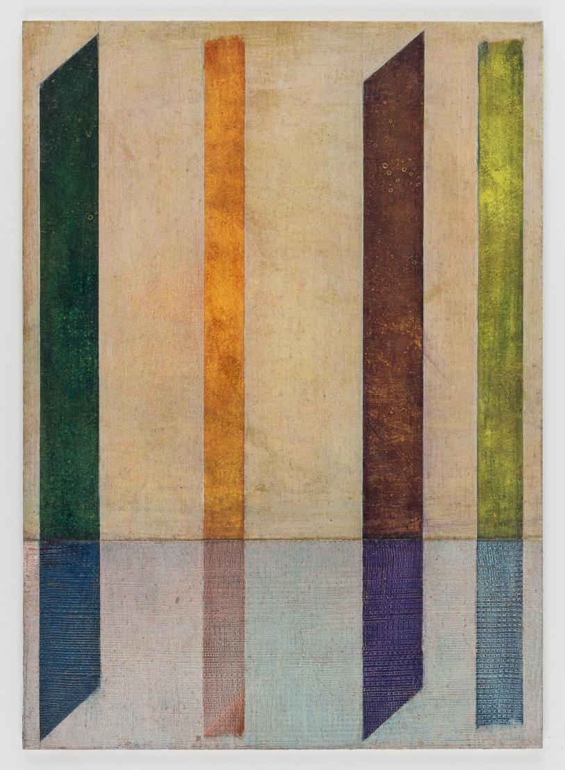 Pius Fox, Das Schloss - The Castle (PF24-067), Egg tempera and oil on paper on aluminium,28 x 20 cm, 2024