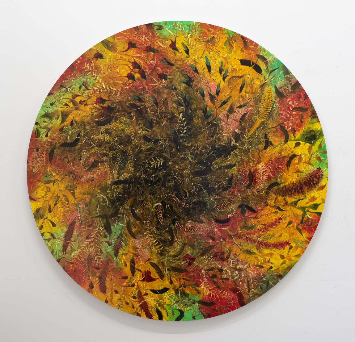 Andy Harper, Crow Thorn, Oil on plywood panel, D 120 cm, 2023