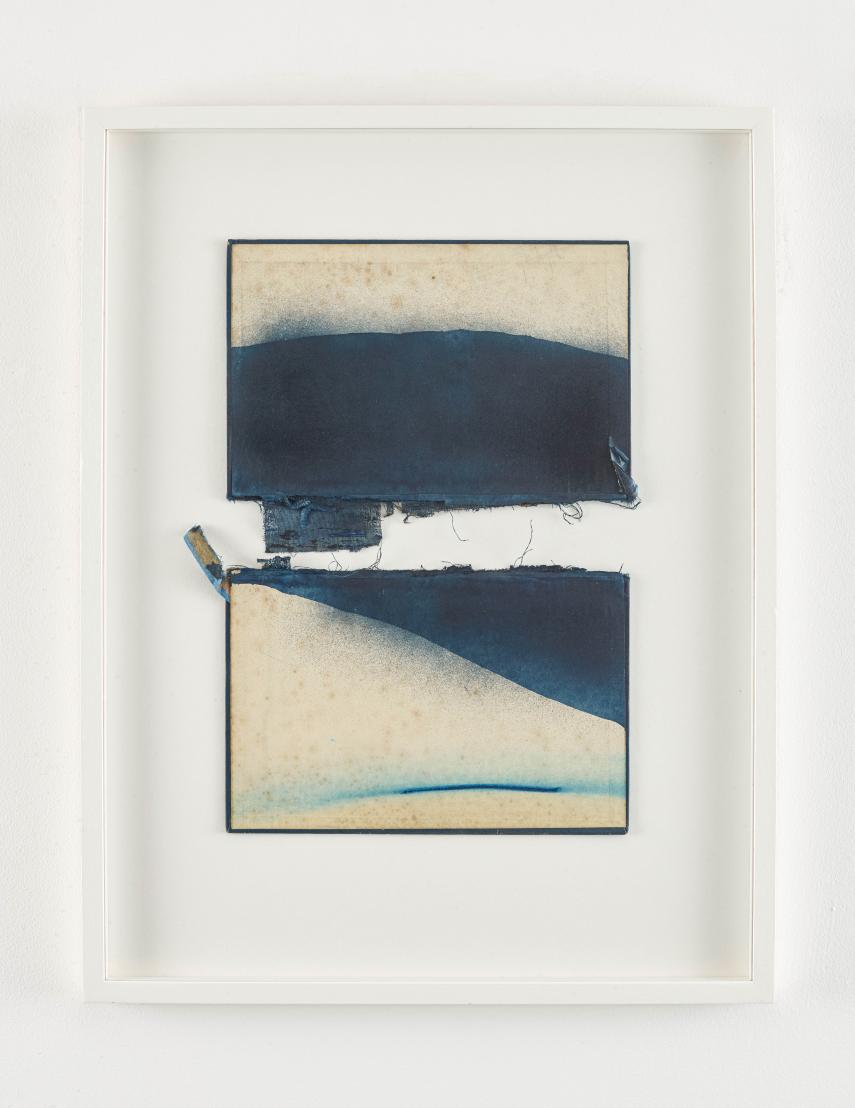 Sam Lock, Meeting point II, Mixed media on book cover, 52 x 41 cm, 2020