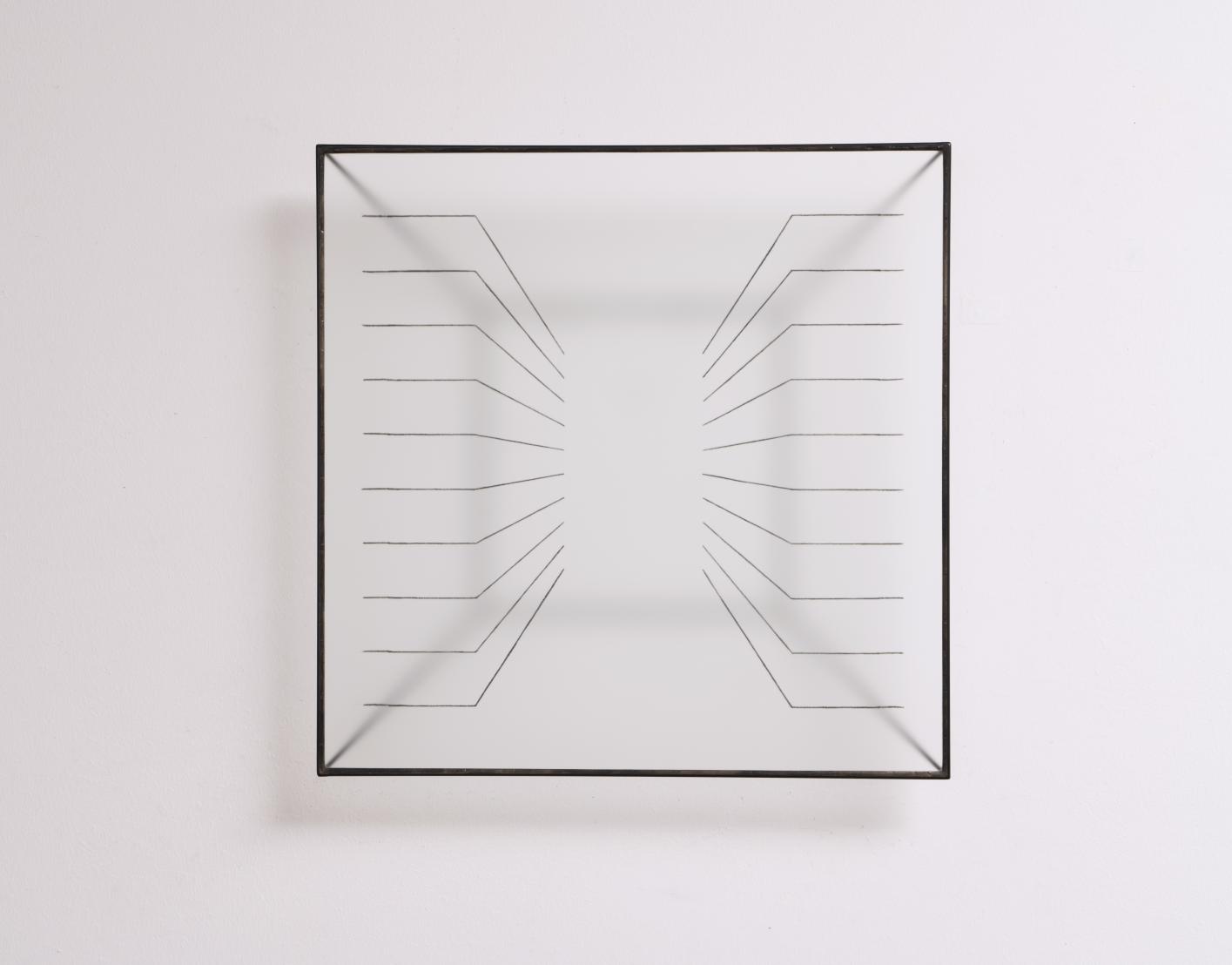 Reinoud Oudshoorn, O-23, Steel and engraved frosted glass, 50 x 50 x 9 cm