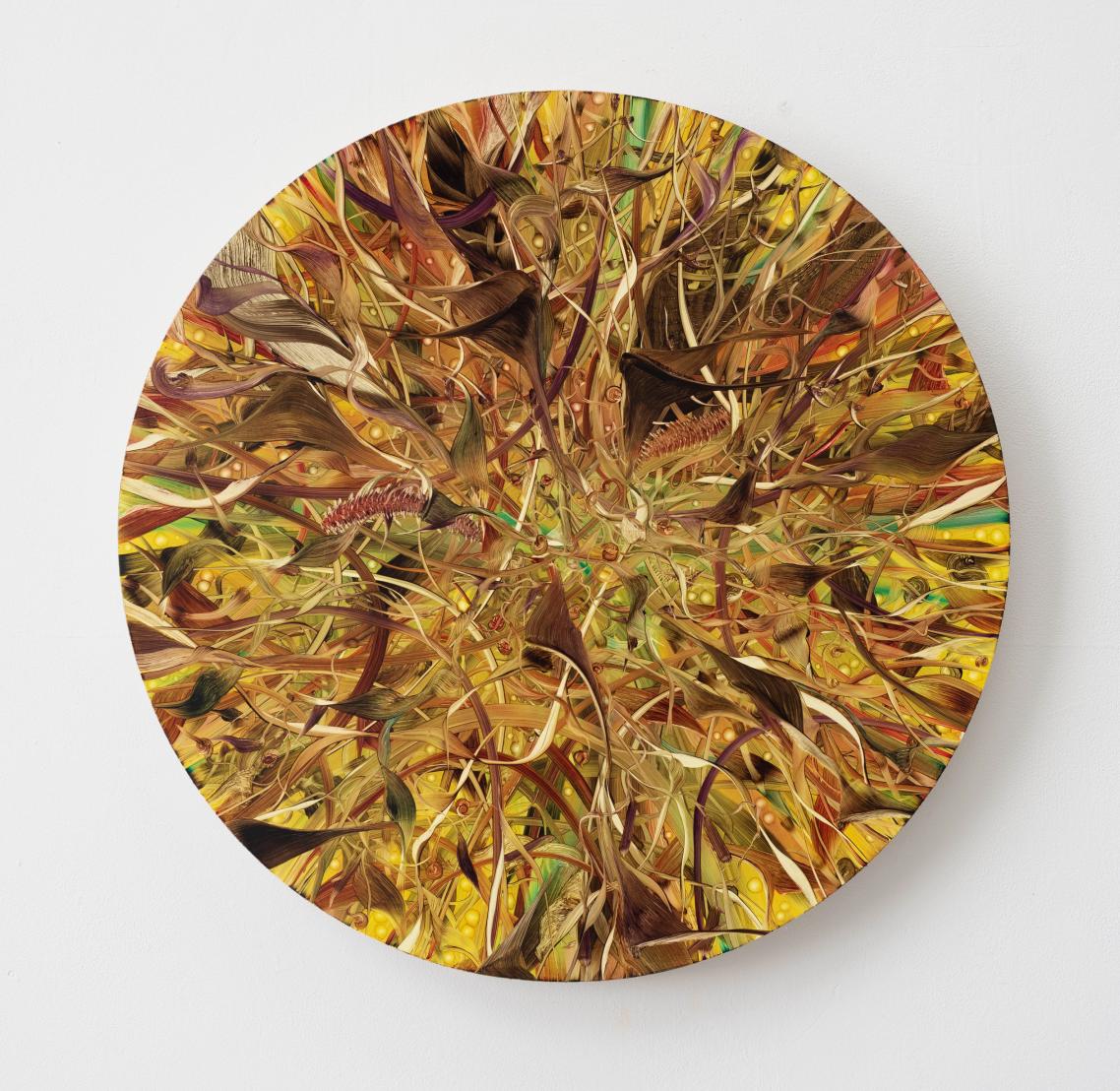 Andy Harper, Broken by Stones, Oil on linen, D 55 cm, 2025
