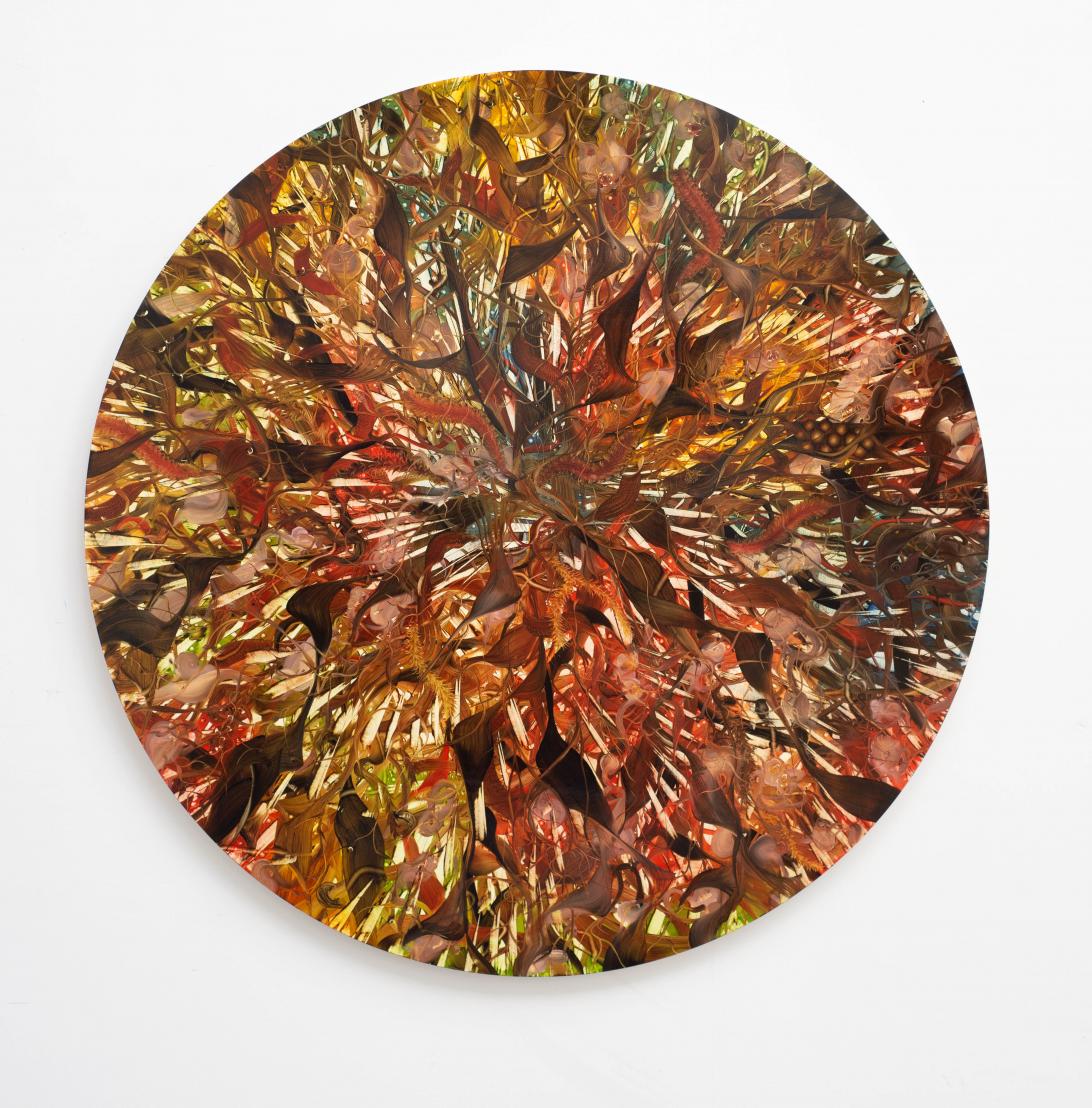 Andy Harper, Game to Fight, Oil on board, D 120 cm, 2025
