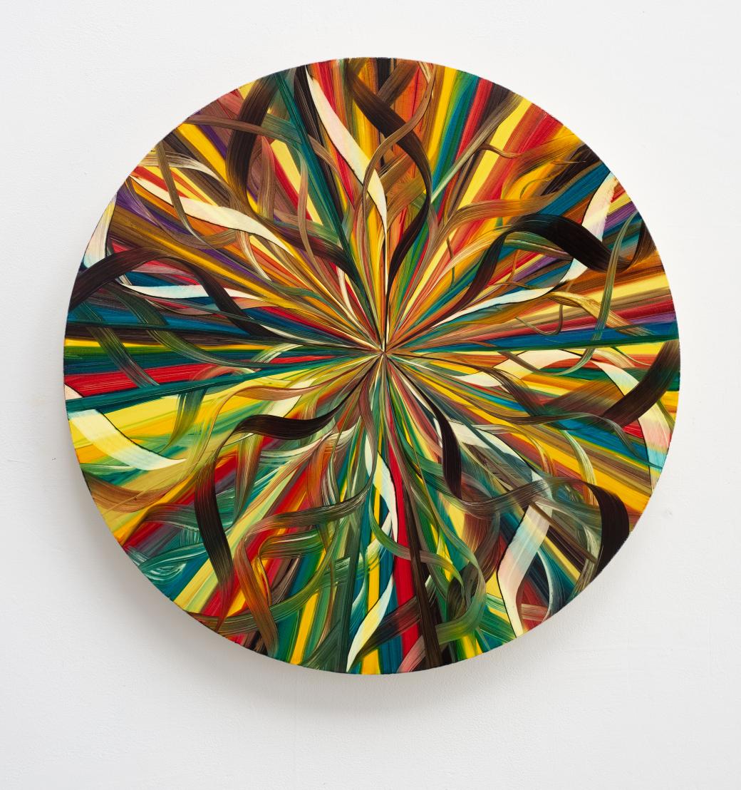 Andy Harper, Strobe Flower, Oil on linen, D 55 cm, 2025